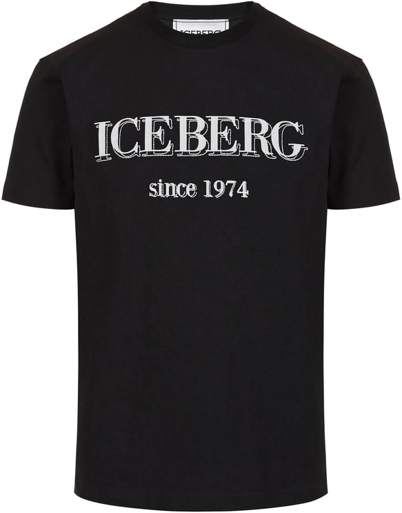 Iceberg Black oversized T-shirt in cotton jersey, featuring the Iceberg logo embroidery