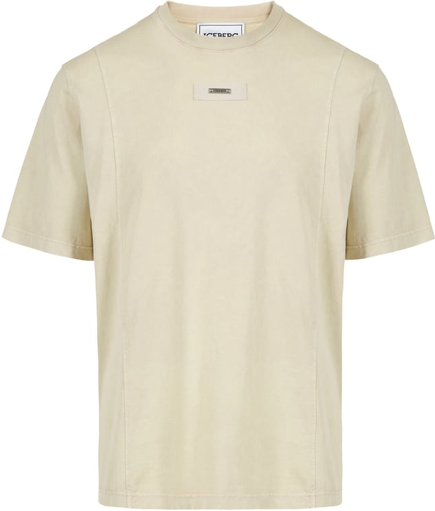 Iceberg Regular fit beige T-shirt in cotton jersey with branded plaque