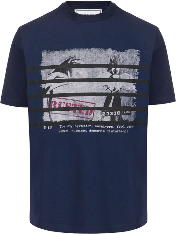 Iceberg Regular fit blue cotton jersey T-shirt with Looney Tunes print