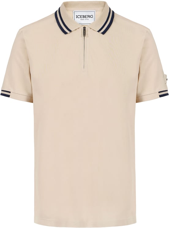 Iceberg Regular fit beige short-sleeved polo shirt in cotton piquet