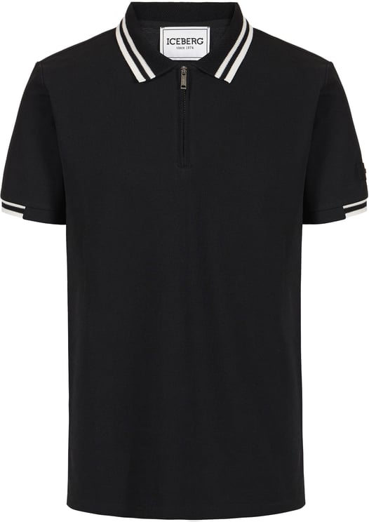 Iceberg Regular fit black short-sleeved polo shirt in cotton piquet