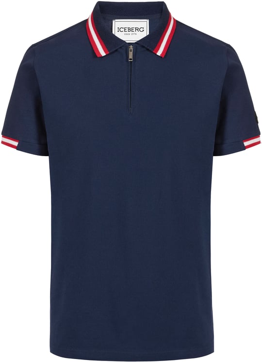 Iceberg Regular fit blue short-sleeved polo shirt in cotton piquet
