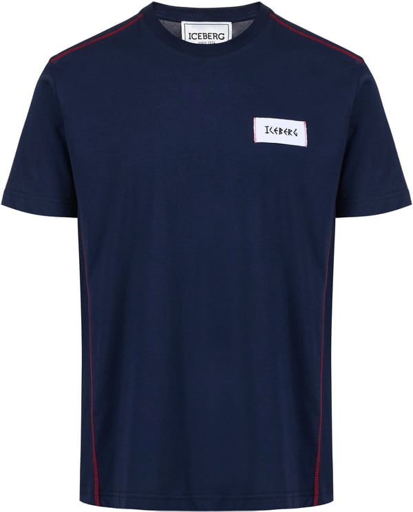 Iceberg Classic regular fit blue T-shirt in sustainable cotton jersey