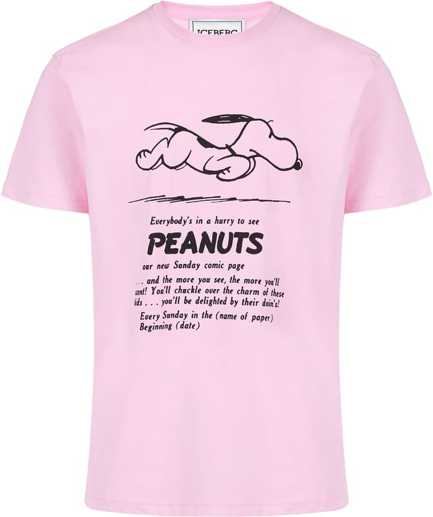 Iceberg Classic regular fit pink T-shirt in sustainable cotton jersey with Peanuts print