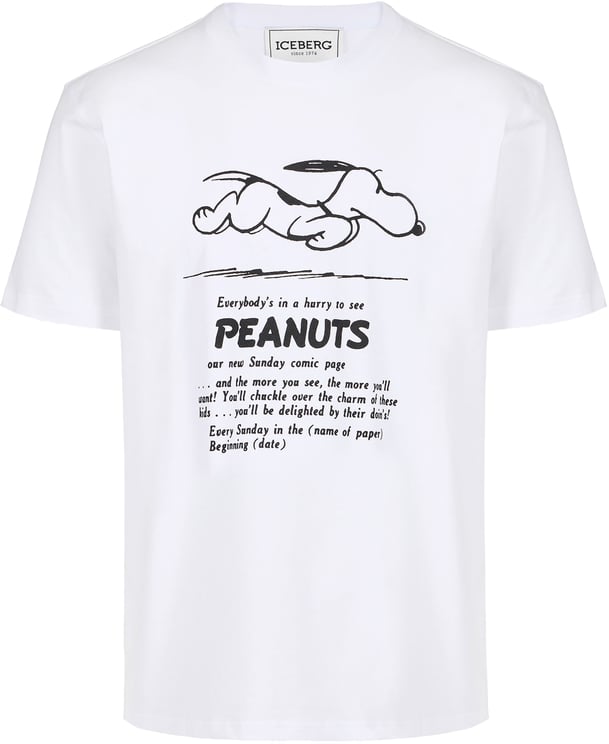 Iceberg Classic regular fit optic white T-shirt in sustainable cotton jersey with Peanuts print