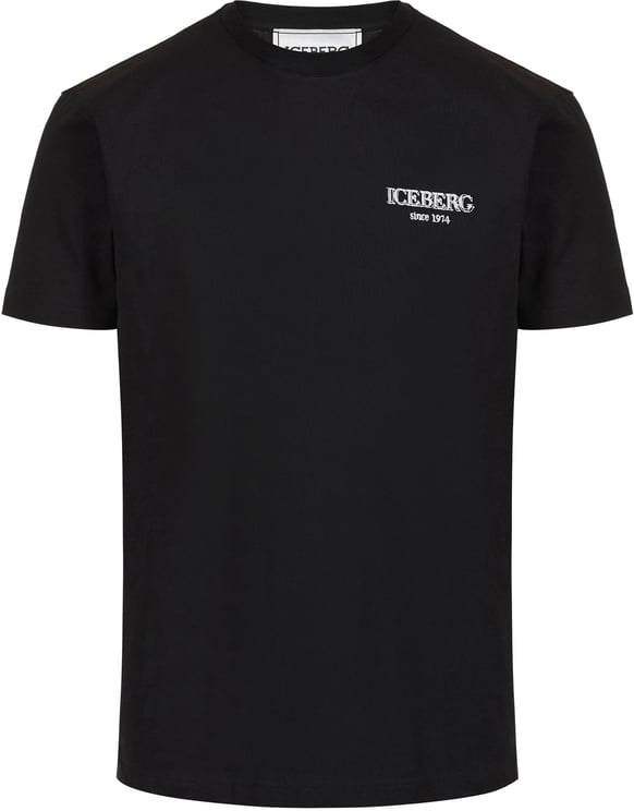Iceberg Regular fit black cotton jersey T-shirt with branded embroidery