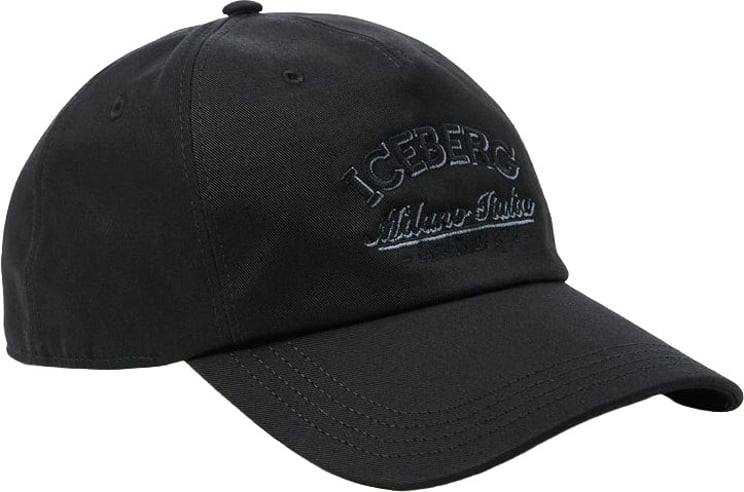 Iceberg Black cotton gabardine baseball cap with Iceberg embroidery
