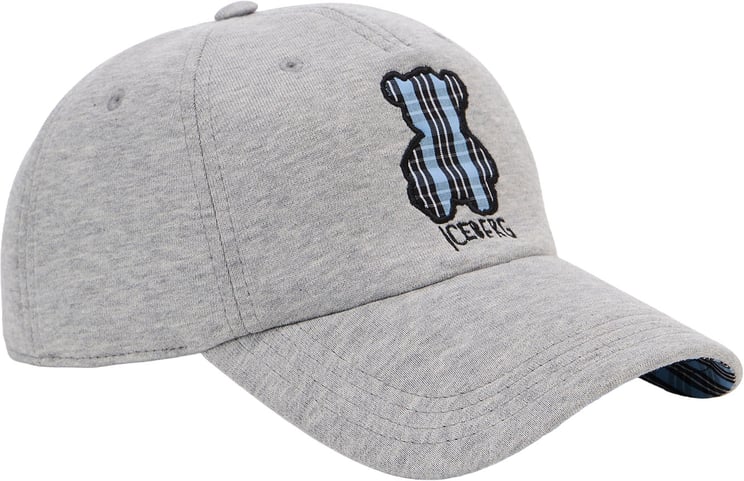 Iceberg Light gray melange baseball cap in cotton fleece, with bear appliqué