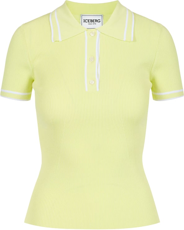 Iceberg Yellow polo shirt in viscose blend with contrasting stripes