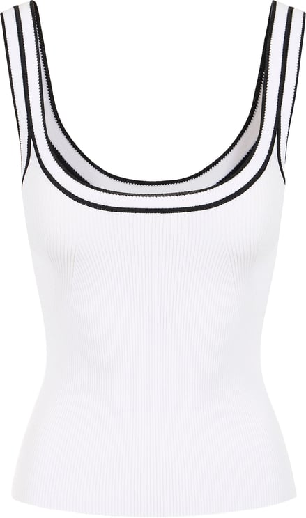 Iceberg Optic white ribbed tank top in stretch cotton