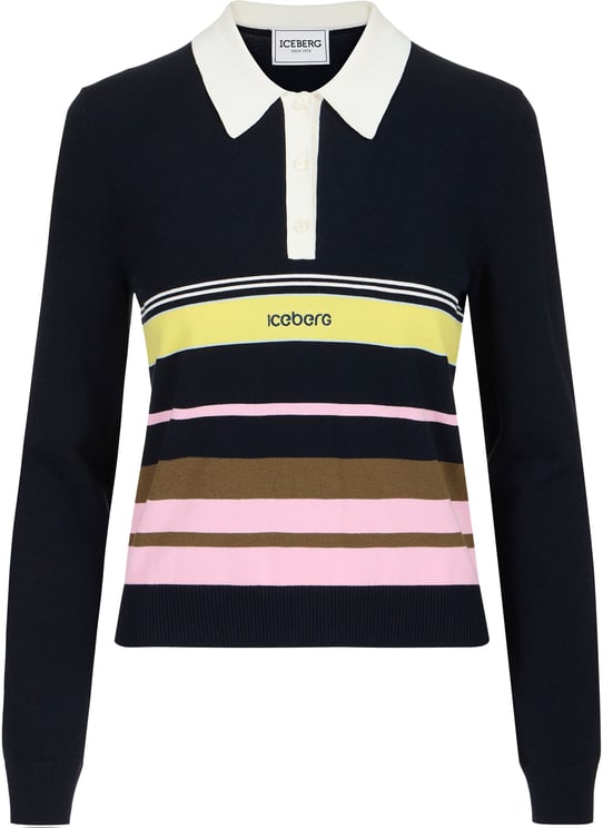 Iceberg Multicolor polo shirt in stretch cotton with contrasting stripes