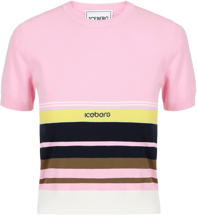 Iceberg Patterned crew neck T-shirt in stretch cotton