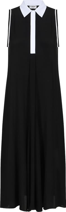 Iceberg Black, relaxed fit sleeveless dress in silk-blend crepe de chine