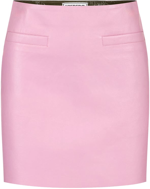 Iceberg Mini fit pink two-tone nappa leather skirt