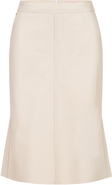 Iceberg Leather ecru midi skirt with ruffle