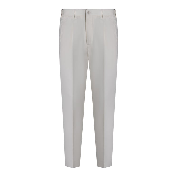 Incotex Straight-Leg White Trousers with Classic Fit