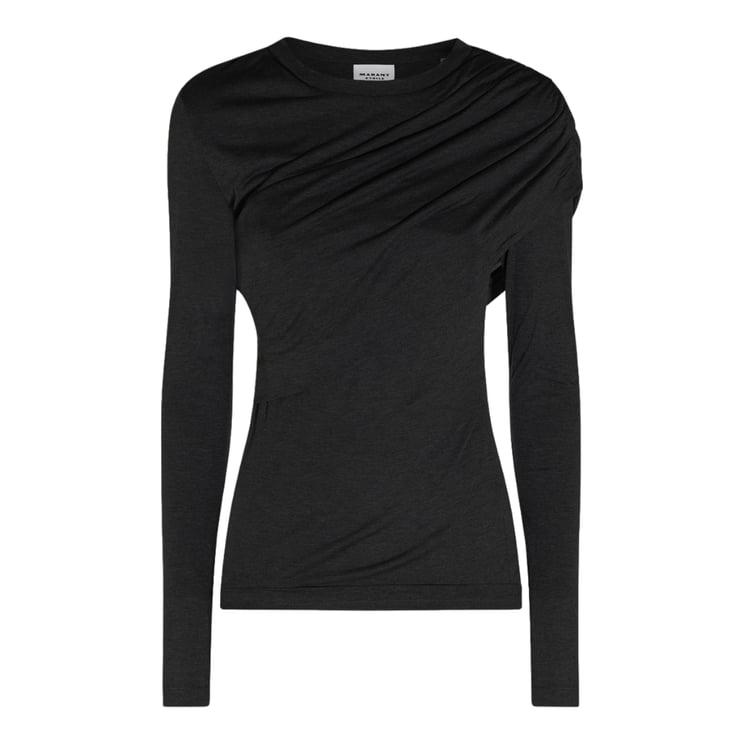 Isabel Marant Fitted Long-Sleeved Top with Asymmetrical Draped Detail
