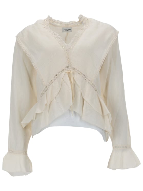 Isabel Marant Damienne Lace Trim Cropped Blouse