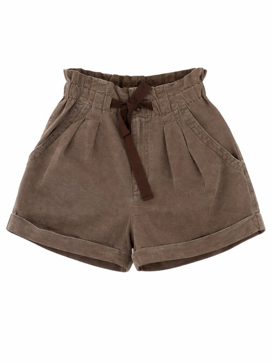 Isabel Marant Nirma Cotton Linen Pleated Shorts