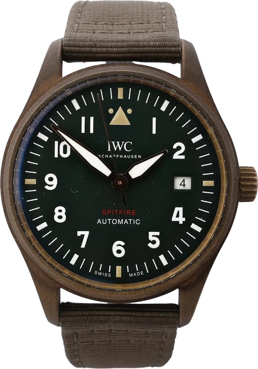 IWC IWC Spitfire IW326802 6280730 Bronze x Leather AT Watch with Green Dial