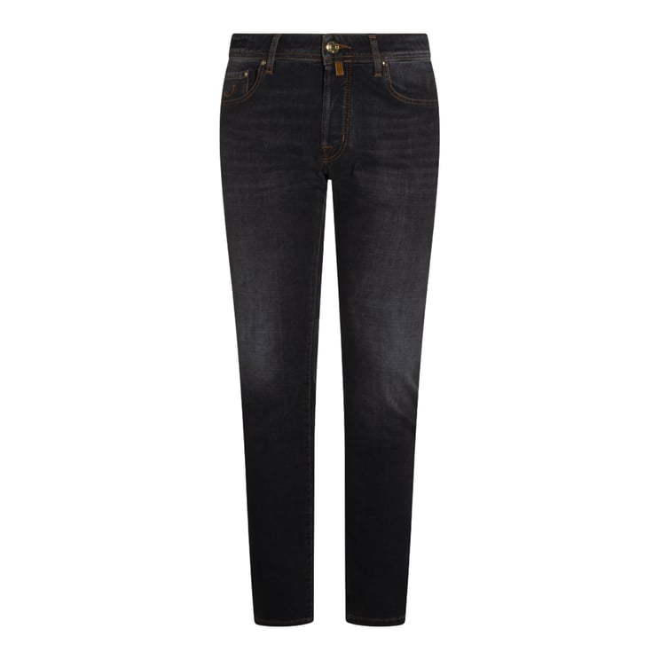 Jacob Cohen Slim Fit Black Jeans With Brown Stitching
