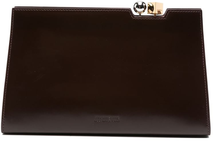 Jacquemus Sleek Rectangular Clutch with Metallic Clasp