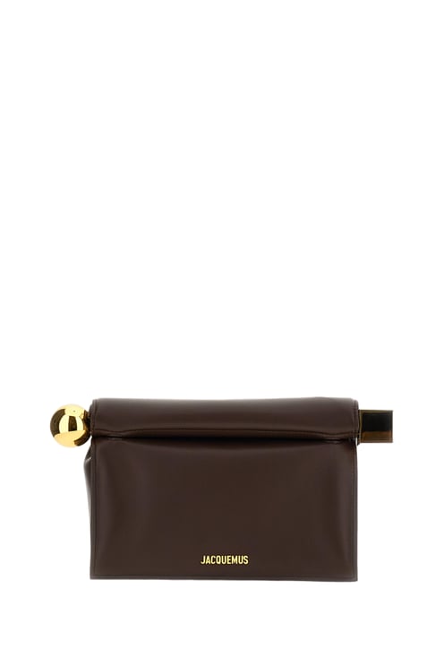 Jacquemus Dark Brown La Pochette Rond Leather Clutch