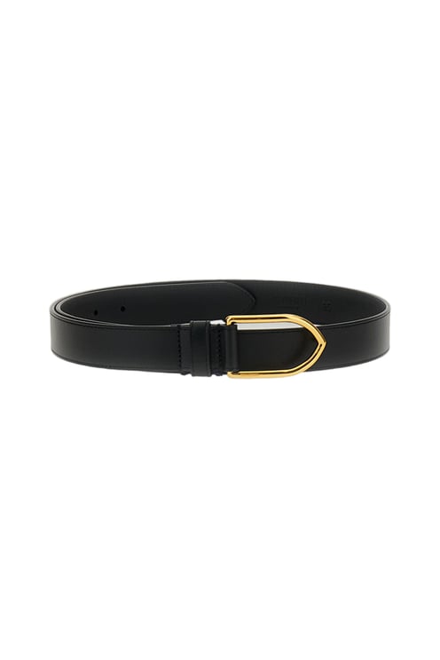 Jacquemus Smooth Leather Slim Belt with Gold-tone Buckle and Embossed Logo