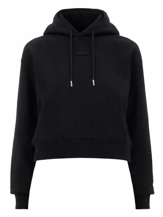 Jacquemus Grosgrain Black Cropped Minimalist Hoodie