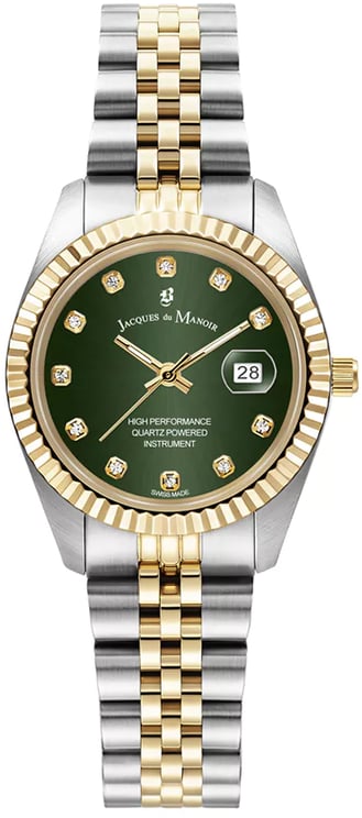 Jacques du Manoir Jacques du Manoir Horloge JWL01206 Inspiration Staal Bi-color met Groene Wijzerplaat 31mm