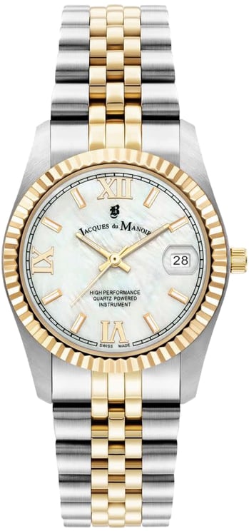 Jacques du Manoir Jacques du Manoir Horloge JWL01303 Inspiration Roman Staal Bi-color met MOP Wijzerplaat 34mm