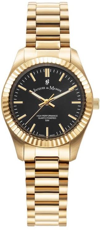 Jacques du Manoir Jacques du Manoir Horloge JWL03908 Inspiration Prime Staal met Geelgouden Plating Quartz Swiss Made 50m Waterdicht 31mm