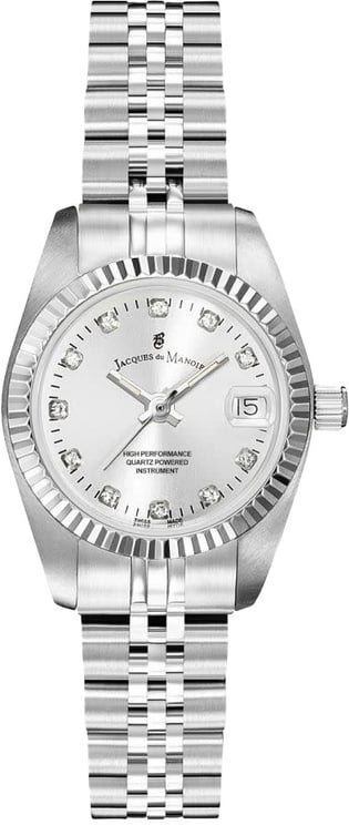 Jacques du Manoir Jacques du Manoir Horloge NRO.02 Inspiration Staal Quartz Swiss Made met Zirkonia 28mm