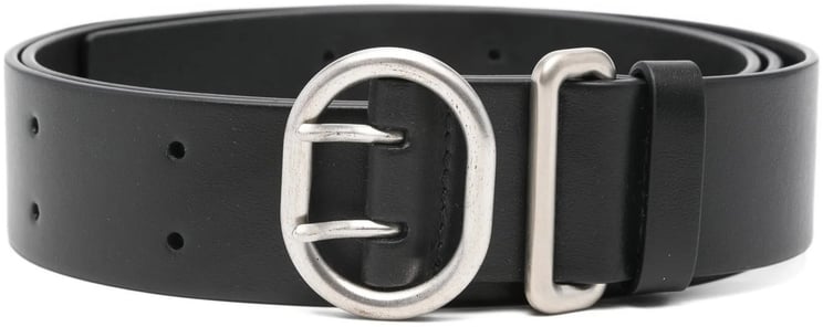 Jil Sander Black Leather Oval Buckle Belt