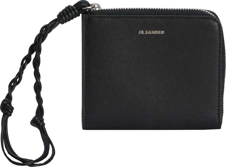 Jil Sander Black Rectangular Zip Braided Wallet