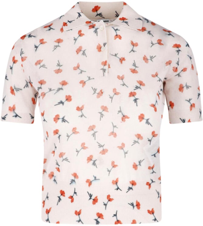 Jil Sander Light Pink Floral Print Short-Sleeve Top