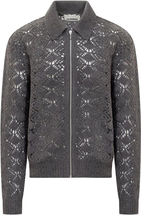 Jil Sander Giacca Grigia in Maglia Ricamata Jil Sander