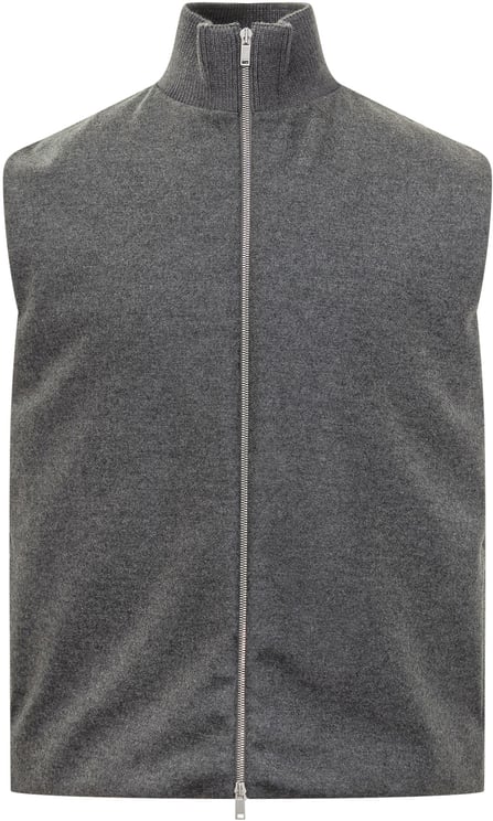Jil Sander Gilet Grigio in Lana con Zip Jil Sander