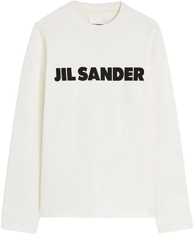 Jil Sander T-shirt met lange mouwen en logo, wit