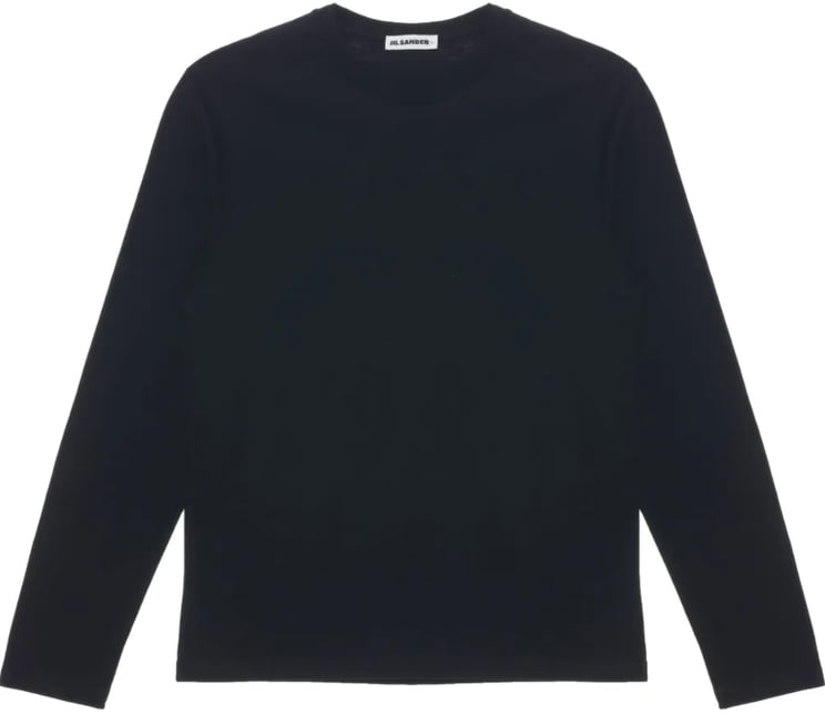 Jil Sander Logo Leather Patch Back Longsleeve Black