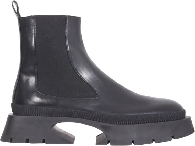 Jil Sander Black Leather Block Heel Ankle Boots