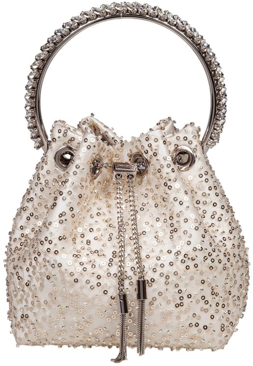 Jimmy Choo Jimmy choo bon bon satin bag with micro net and applied stones