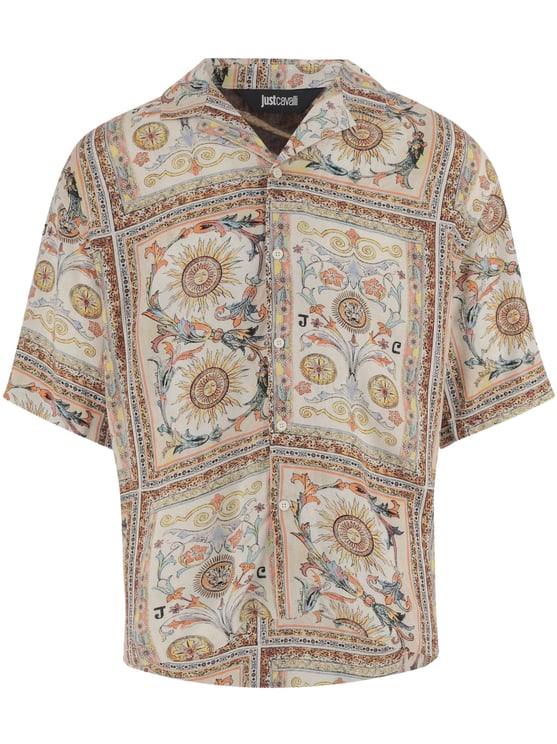 Just Cavalli Short-Sleeved Floral Sun Printed Shirt