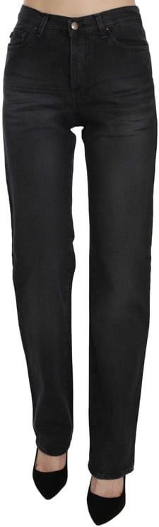 Just Cavalli Just Cavalli Black Washed High Waist Straight Denim Pants Jeans