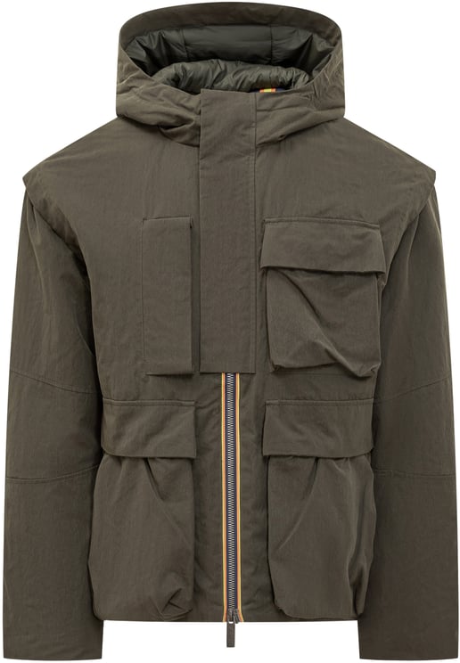K-WAY K-Way Giacca Verde con Tasche Utility