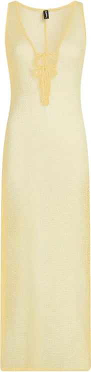 Karl Lagerfeld Sleeveless Long Mesh Dress with Lace-Up Detail