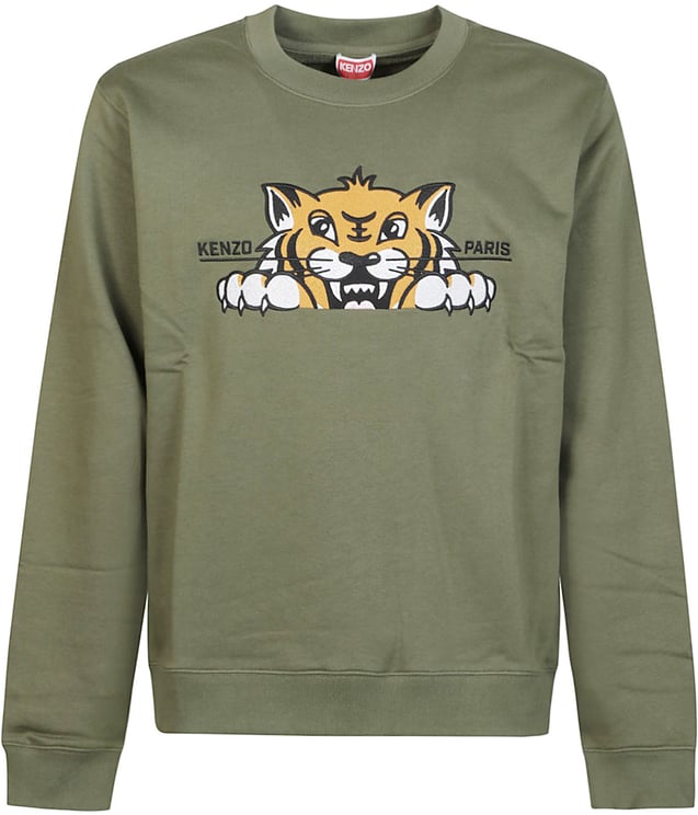 Kenzo Kenzo Happy Tiger Embroidered Slim Sweatshirt Brown