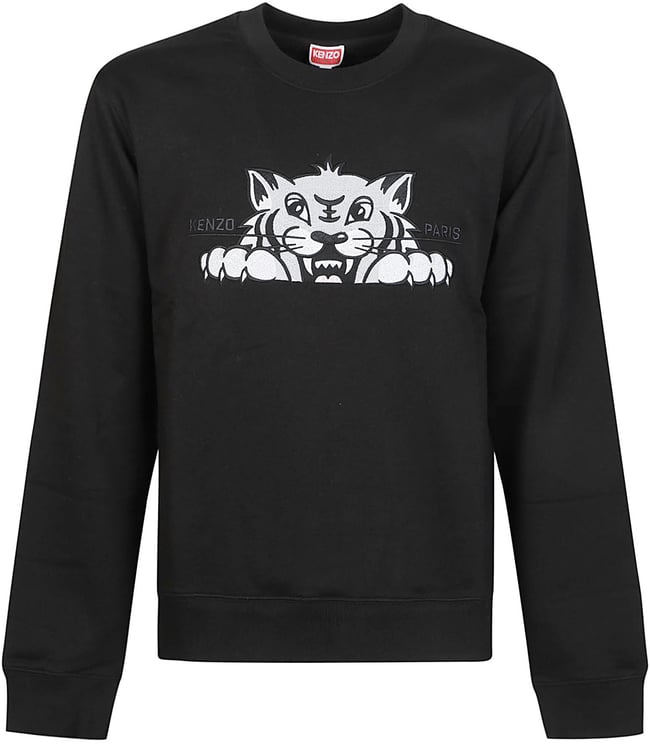 Kenzo Kenzo Happy Tiger Embroidered Slim Sweatshirt Black