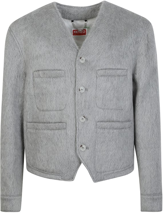 Kenzo Hairy Collarless Jacket Grey
