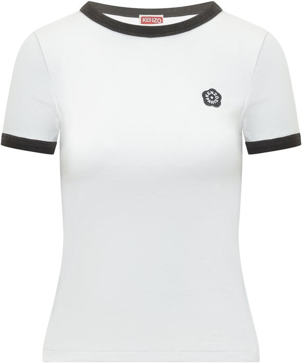 Kenzo T-shirt Fitted a Costine con Logo Ricamato